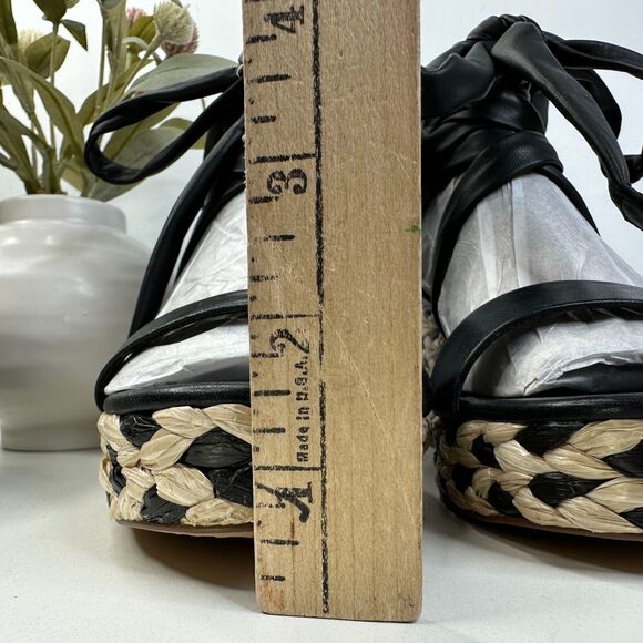 New Vince Camuto Roreka Platform Raffia Heel Sandals Black Women's 6 NWOB - Picture 7 of 10
